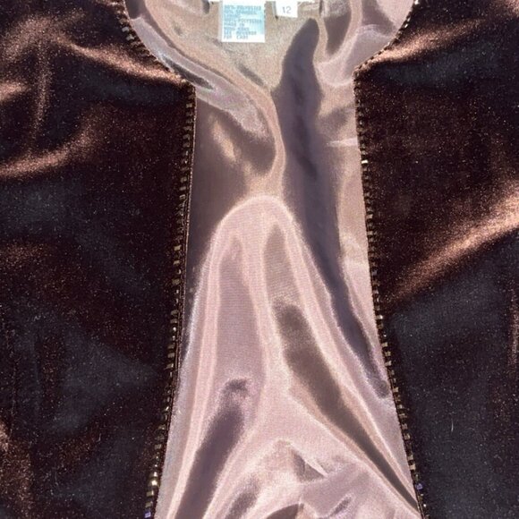 Size 12 Brown Velvet Adrianna Papell Blazer Jacket - Picture 4 of 15